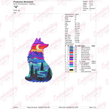 Colorful Wolves Embroidery Design