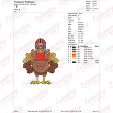 Thanksgiving Football Gobble Turkey Embroidery Design