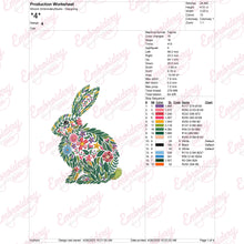Tropical Leaves And Flowers Bunny Rabbit Embroidery Design