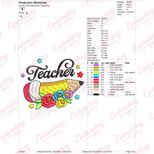 Pencil and Happy Teacher Embroidery Design
