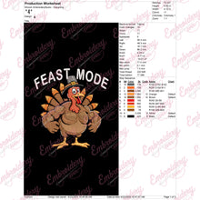 Feast Mode Activated Thanksgiving Turkey Embroidery Design