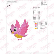 Cute Little Pink Bird Embroidery Design