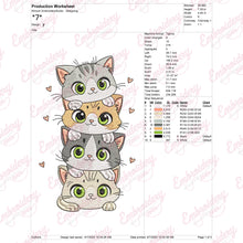 Cute Cartoon Cat Pile Embroidery Design