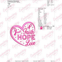 Breast Cancer Faith Hope Love Embroidery Design