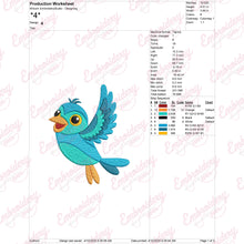 Funny Blue Bird Embroidery Design