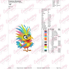 Crazy Bird Colorful Cartoon Style Embroidery Design