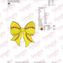 Softball Coquette Bow Embroidery Design