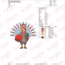 Thanksgiving Turkey Bowling Ball Embroidery Design