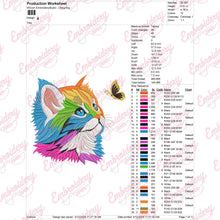 Rainbow Cat Butterfly Embroidery Design