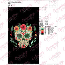 Floral Sugar Skull Embroidery Design