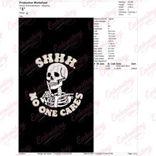 Shhh No One Cares Halloween Embroidery Design