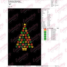 Funny Dog Paws Prints Christmas Tree Free Digital Machine Embroidery Design for Gifts | Free & Instant Download