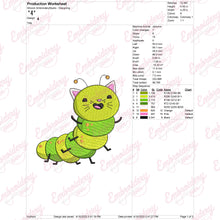 Cat-Erpillar Funny Caterpillar Cat Embroidery Design