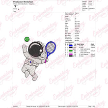 Astronaut Playing Tennis Embroidery Design