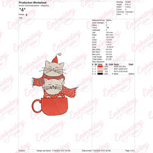 Christmas Cat Nap In A Mug Embroidery Design
