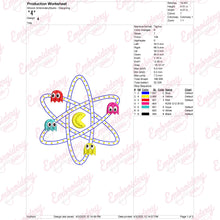 Pac Man Atom Embroidery Design