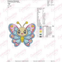 Cartoon Butterfly With Cute Face Embroidery Design