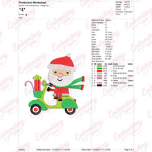 Christmas Santa On Scooter Embroidery Design
