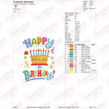 Happy Birthday Colorful Embroidery Design