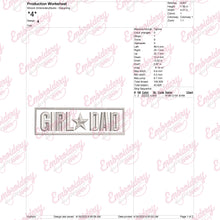 Girls Dad Embroidery Design