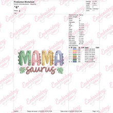 Mama Saurus Embroidery Design