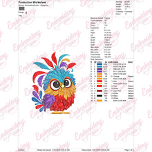 Colorful Owl Bird Embroidery Design