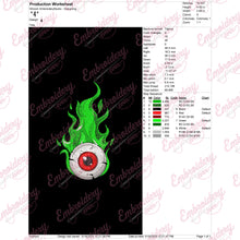 Green Fire Eye Embroidery Design