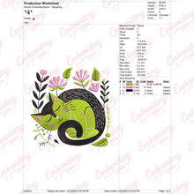 Floral Sleeping Cat Machine Embroidery Design