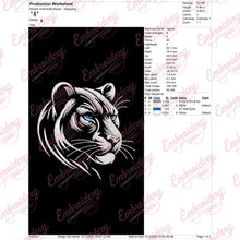 Enigmatic White Panther Embroidery Design