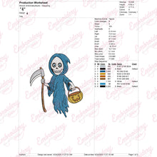 Halloween Grim Reaper Embroidery Design