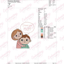 I love you Mom Mothers Day Embroidery Design