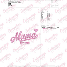 Mama Est 2025 Embroidery Design