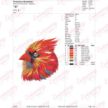Colorful Cardinal Bird Embroidery Design