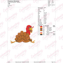 Thanksgiving Turkey Cartoon Embroidery Pattern