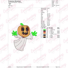 Halloween Ghost With Pumpkin Head Embroidery Design