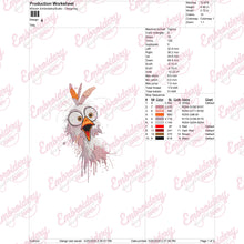 Surprised Chicken Embroidery Design