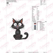 Crazy Black Cat Embroidery Design