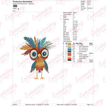 Colorful Cartoon Owl Embroidery Design