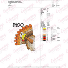 Turkey Moo Funny Thanksgiving Embroidery Design