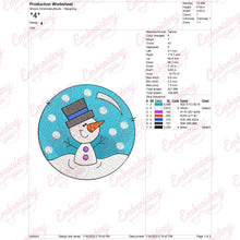 Christmas Snowman In A Snow Globe Embroidery Design