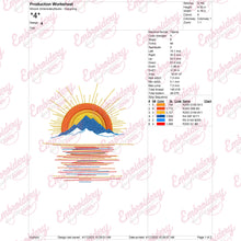Sunset Mountain Embroidery Design