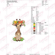 Floral Giraffe Embroidery Design