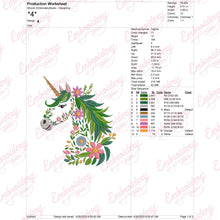 Tropical Leaves And Flowers Unicorn Embroidery Design