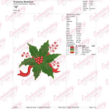 Christmas Holly Embroidery Design