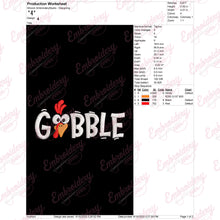 Thanksgiving Gobble Turkey Embroidery Design