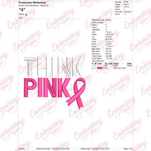 Think Pink Breast Cancer Embroidery Design