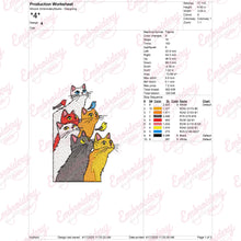 Colorful Cat Squad Embroidery Design