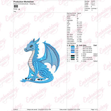 Cute Blue Dragon Embroidery Design