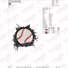 Baseball Cracked Wall Embroidery Design