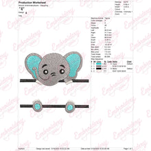 Elephant Split Name Frame Embroidery Design